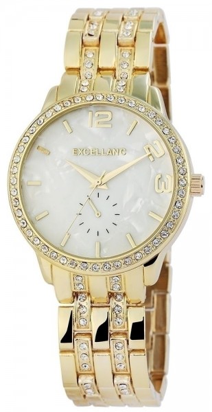 Excellanc Damen – Uhr Metall Armbanduhr Strass Analog Quarz 1800013