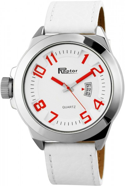 Raptor Herren-Uhr Armband Oberseite Echtleder Datum Analog Quarz RA20119