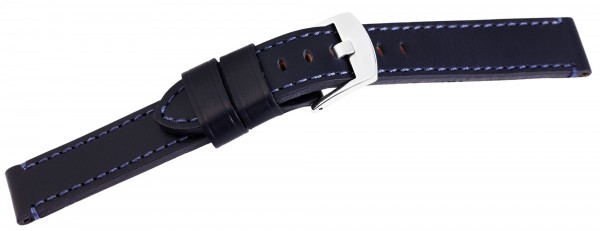 Basic Echtleder Armband, dunkelblau mit blauer Naht, glatt, Dornschließe, XL, UVP 19,95 €