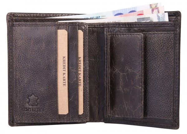 Akzent Herren - Geldbörse Leder Portemonnaie RFID Vintage Quer 11,5x9 cm 3000255