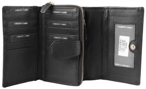 Leonardo Verrelli Damen-Geldbörse Echt Leder Format 15x9,5cm RFID Safe- 3000097