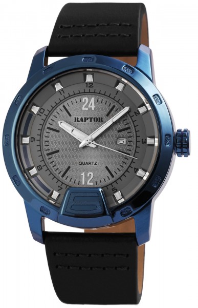 Raptor Herren-Uhr Armband Oberseite Echtleder Analog Quarz RA20052