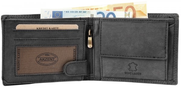 Akzent Herren-Geldbörse aus Echtleder Hunter Optik Format 12x9,5cm 3000119
