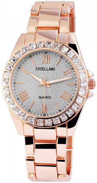 Excellanc Damen – Uhr Metall Gliederarmband Leuchtzeiger Analog Quarz 1800131