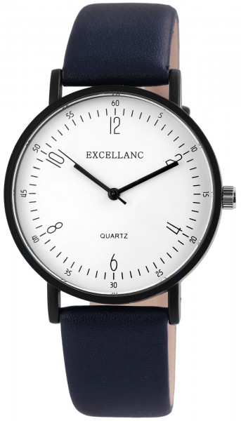 Excellanc Herren – Uhr Lederimitat Armbanduhr Dornschließe Analog Quarz 2910005