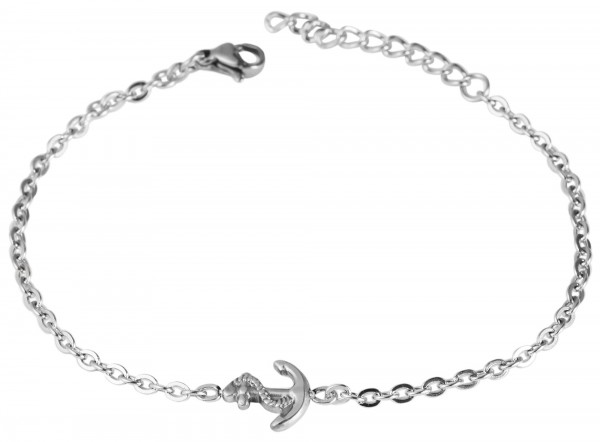 Akzent Edelstahl Armband in Silberfarbig mit Karabinerverschluss, Länge: 17 cm - 5030015