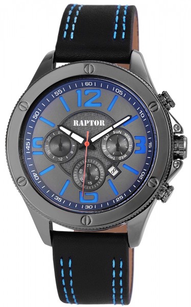 Raptor Herren-Uhr Armband Oberseite Echtleder Datumsanzeige Analog Quarz RA20187