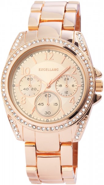 Excellanc Damen – Uhr Metall Armbanduhr Faltschließe Analog Quarz 1800117