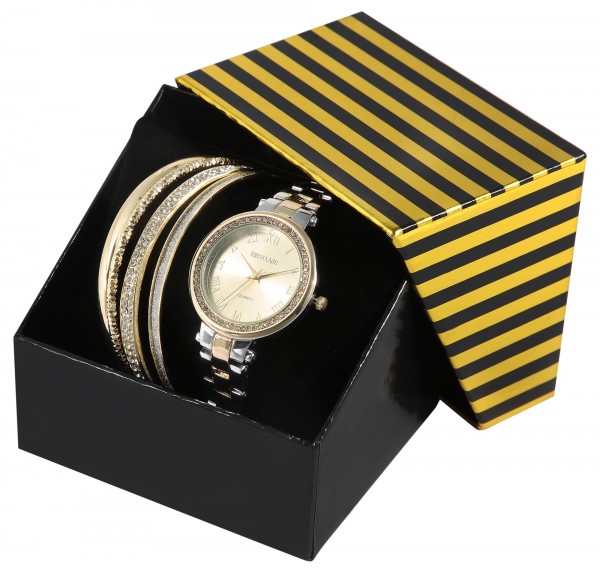 Excellanc Damen - Geschenkset Damenuhr mit modischen Armreifen 1800182