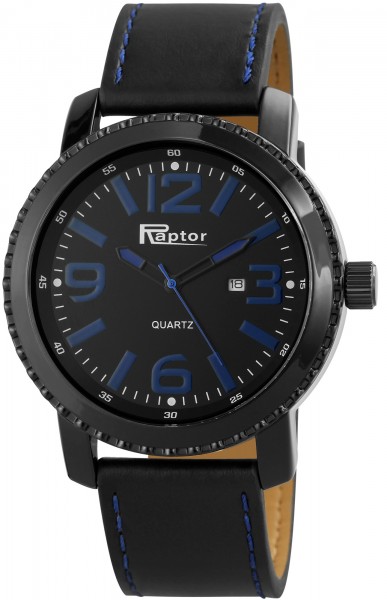 Raptor Herren-Uhr Oberseite Leder Dornschließe Datum Analog Quarz RA20140