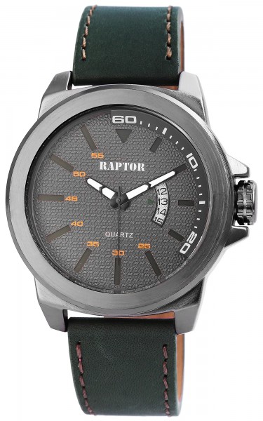 Raptor Herren-Uhr Oberseite Echtlederarmband Datumsanzeige Quarzwerk RA20090