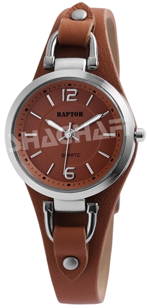 Raptor Damen-Uhr Armband Oberseite Echtleder Dornschließe Analog Quarz RA10157