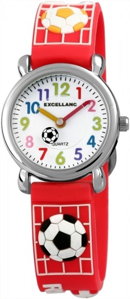 Excellanc Kinder – Uhr Silikonarmband Fußball Sport Dornschließe Analog Quarz 4500027