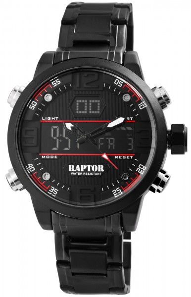 Raptor Herren-Uhr Edelstahl Multifunktion Analog Digital Quarz RA20238