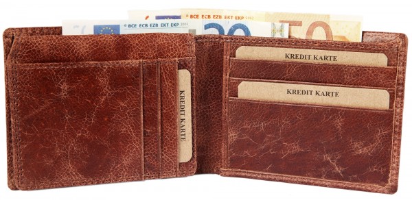 Akzent Herren - Geldbörse Leder Portemonnaie RFID Vintage Quer 11,5x9 cm 3000254