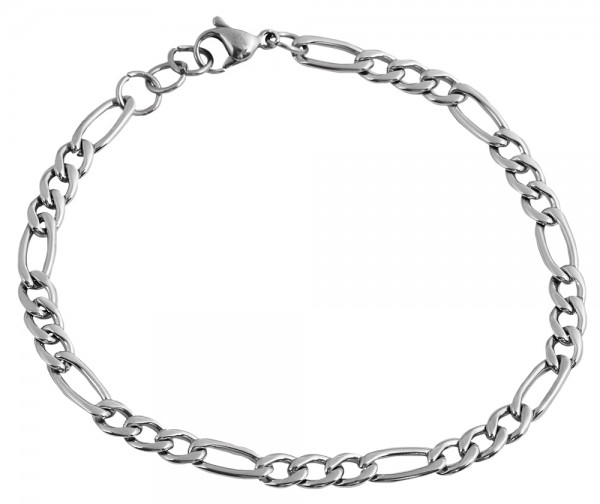 Akzent Edelstahl Armband in Silber mit Karabinerverschluss, Länge: 18 cm - 24000086-020-0180