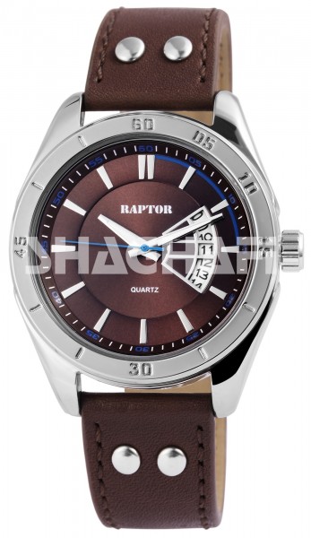 Raptor Herren-Uhr Oberseite Echtlederarmband Datumsanzeige Quarzwerk RA20087