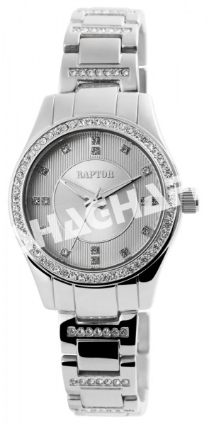 Raptor Damen-Uhr Edelstahl Armband Analog Quarz mit Strassbesatz RA10050