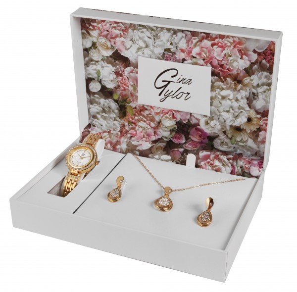 Gina Tylor Damengeschenkset mit Armbanduhr, Halskette und Ohrringen
