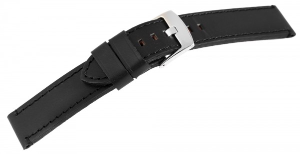 Basic Echtleder Armband, schwarz mit schwarzer Naht, glatt, Dornschließe, XL, UVP 19,95 €