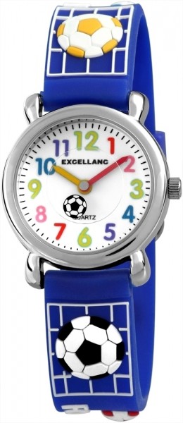 Excellanc Kinder – Uhr Silikonarmband Fußball Sport Dornschließe Analog Quarz 4500027