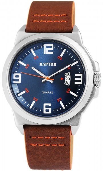 Raptor Herren-Uhr Armband Oberseite Echtleder Analog Quarzwerk RA20012