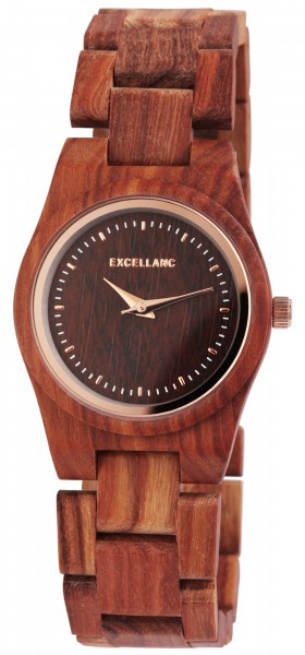 Excellanc Damen - Uhr Walnussholz Holzarmband Holzuhr Armbanduhr Faltschließe Quarz 1800193