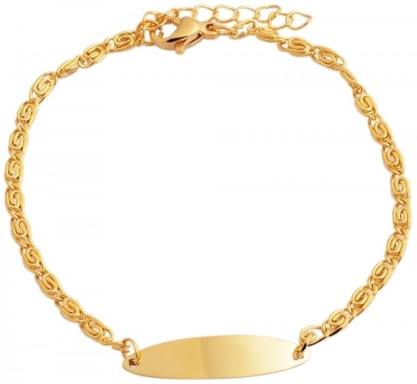 Akzent Edelstahl Armband in Gold mit Karabinerverschluss, Länge: 18 cm - 24000089