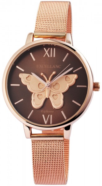 Excellanc Damen-Uhr Schmetterling Edelstahl Hakenverschluss Analog Quarz 1900098