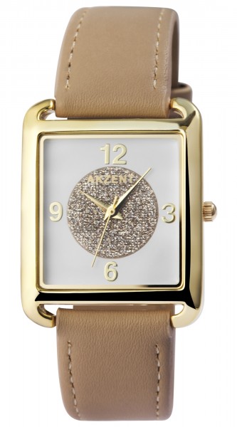 Akzent Exclusive Damen-Uhr Lederimitations Armbanduhr Eckig Analog Quarz 1900248