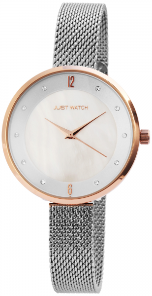 Just Watch Damen-Uhr JW161 Milanaiseband Edelstahl Strass Analog Quarz JW10016