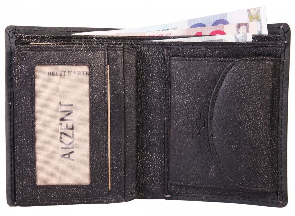 Akzent Herren - Geldbörse Leder Portemonnaie RFID Quer 11,5 x 9,5 cm 3000266