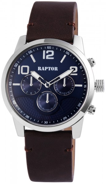 Raptor Herren - Uhr Oberseite Echt Leder Armbanduhr Analog Quarzwerk RA20067