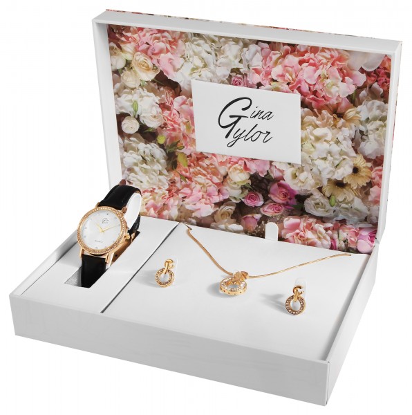 GinaTylor Damengeschenkset mit Armbanduhr, Halskette und Ohrringen