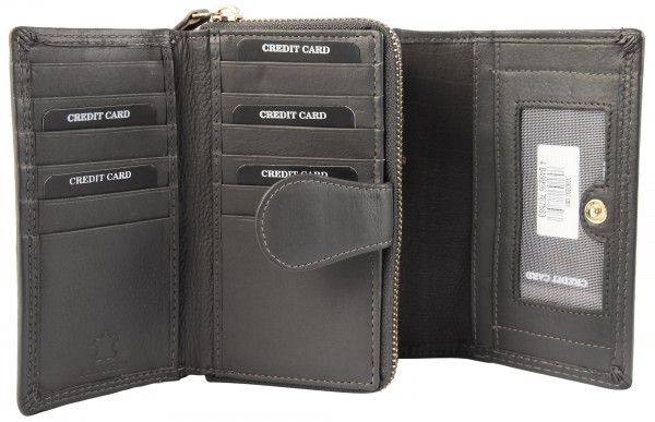Leonardo Verrelli Damen-Geldbörse Echt Leder Format 15x9,5cm RFID Safe- 3000097
