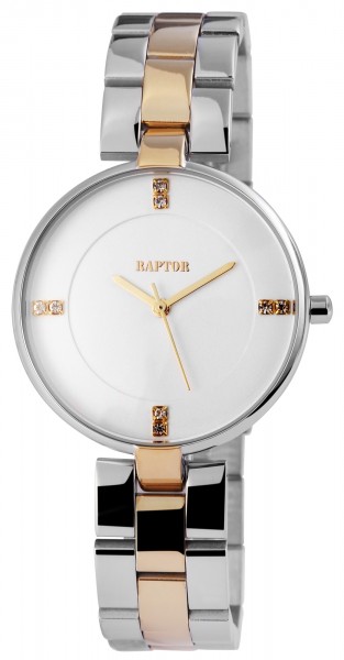 Raptor Damen-Uhr Edelstahl Armband Analog Quarz mit Faltschließe RA10061