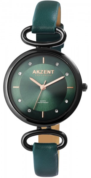 Akzent Exclusive Damen - Uhr Lederimitat Armbanduhr Strass Analog Quarz 1900246